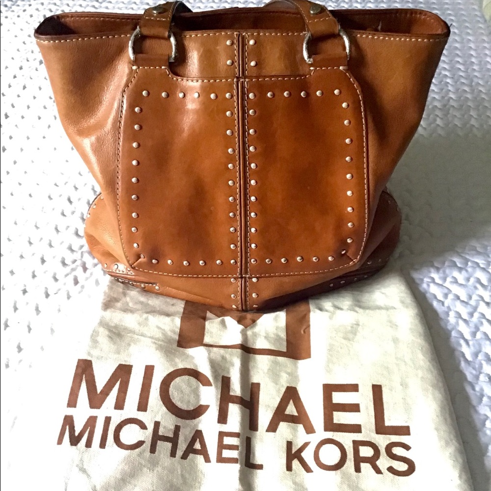 MICHAEL KORS Genuine Leather Studded Hand Bag